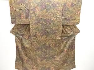 裂取りにヱ霞・草花模様小紋着物